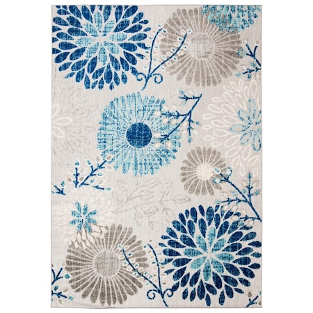 Flowers First 6 x 9 ft. Cabana Contemporary Rectangle Power Loomed Rug Grey & Navy FL2115141